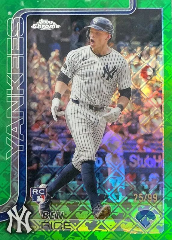 Ben Rice 2025 Topps Chrome Logofractor Edition #139 Green Refractor /99 Rookie RAW