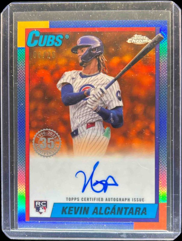 Kevin Alcantara 2025 Topps Chrome Logofractor Edition #C90A-KA 1990 Autographs - Orange Refractor /25 Rookie RAW