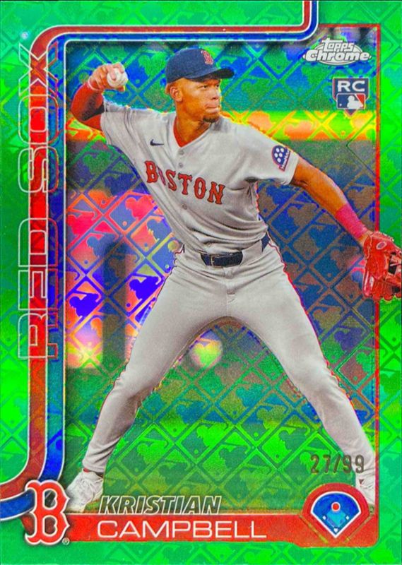 Kristian Campbell 2025 Topps Chrome Logofractor Edition #171 Green Refractor /99 Rookie RAW