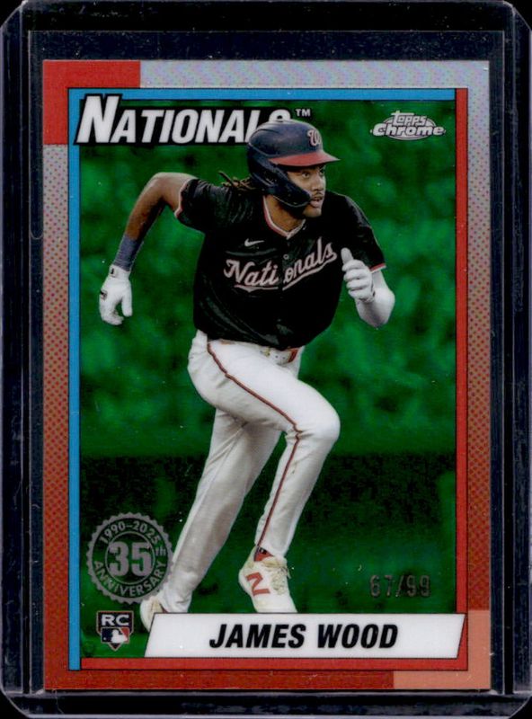 James Wood 2025 Topps Chrome Logofractor Edition #90CB-15 1990 Baseball - Green Refractor /99 Rookie RAW
