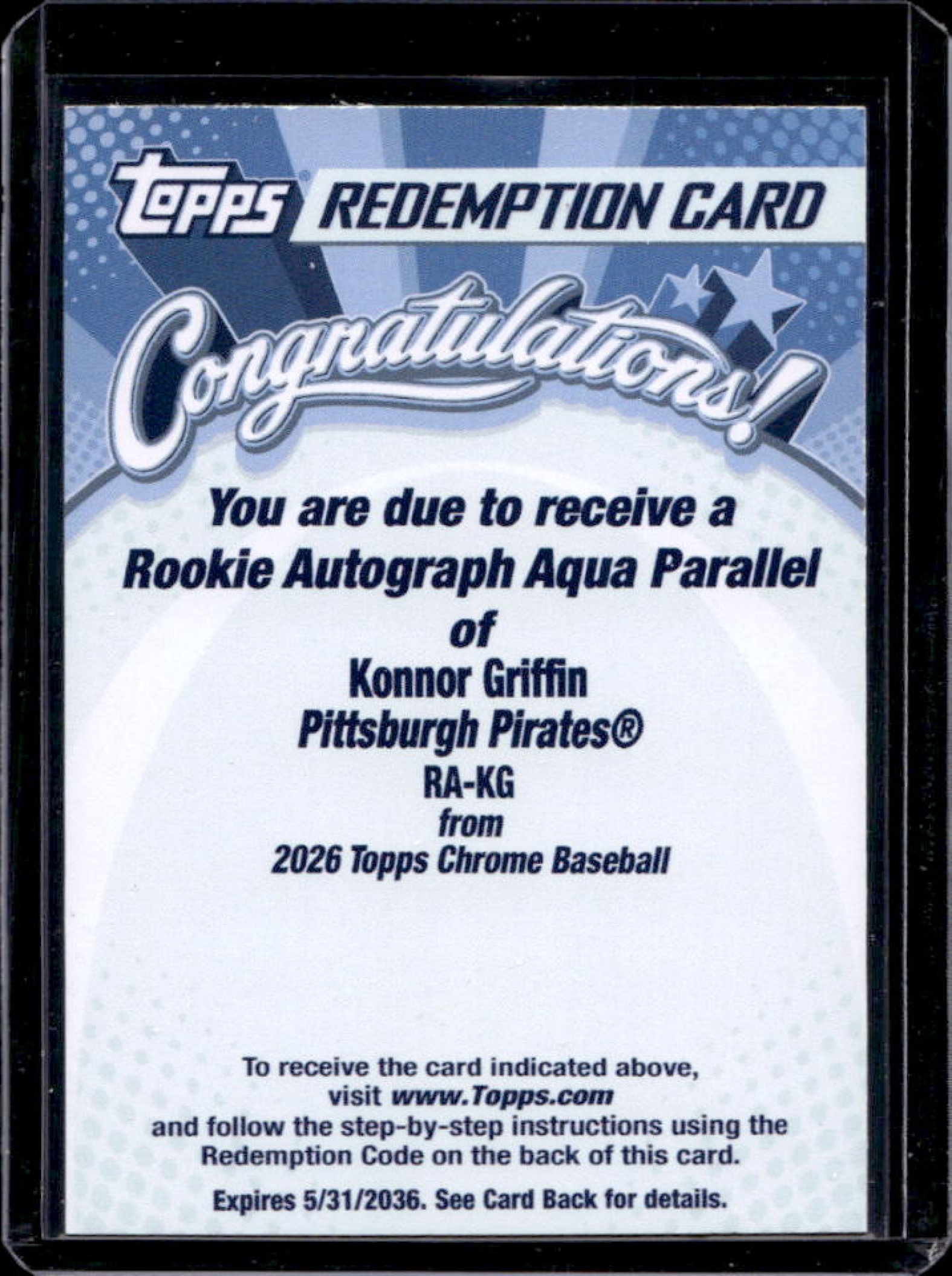 Konnor Griffin 2026 Topps Chrome #RA-KG Rookie Autographs - Aqua ...
