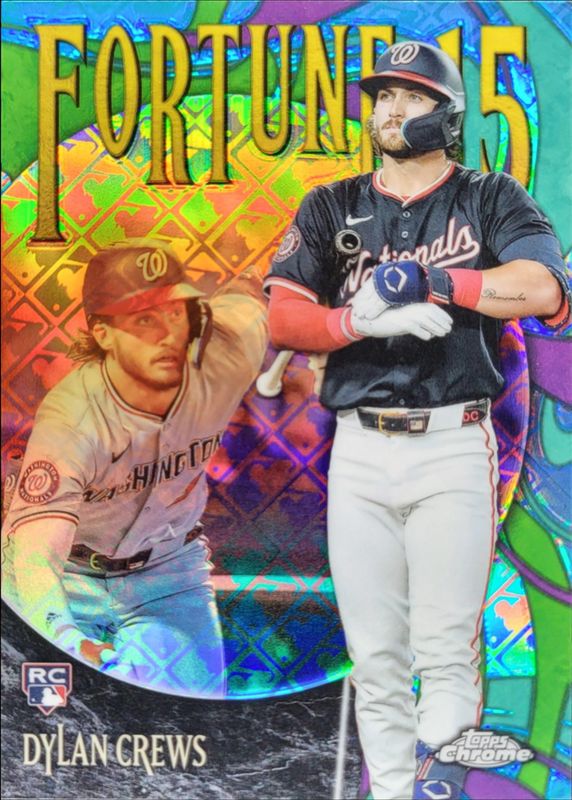 Dylan Crews 2025 Topps Chrome Logofractor Edition #F15-11 Fortune 15 Rookie RAW