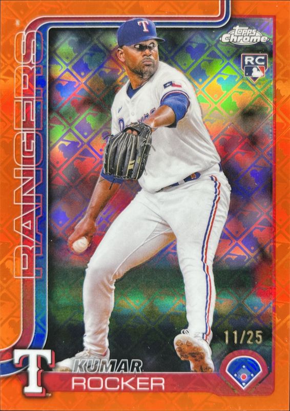Kumar Rocker 2025 Topps Chrome Logofractor Edition #73 Orange Refractor /25 Rookie RAW