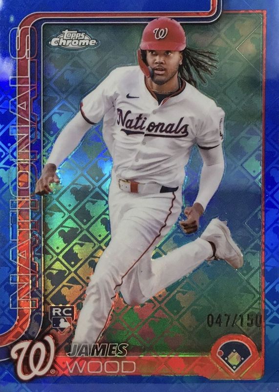 James Wood 2025 Topps Chrome Logofractor Edition #132 Blue Refractor /150 Rookie RAW