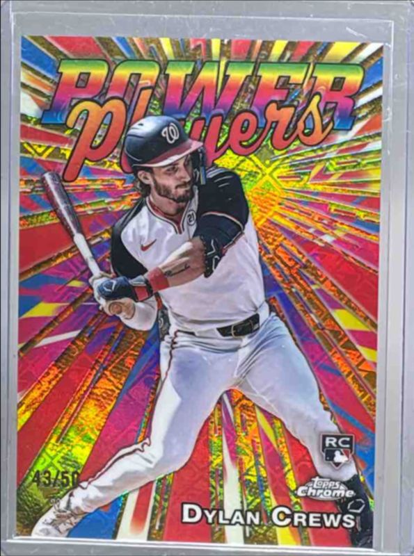Dylan Crews 2025 Topps Chrome Logofractor Edition #PP-20 Power Players - Gold Refractor /50 Rookie RAW