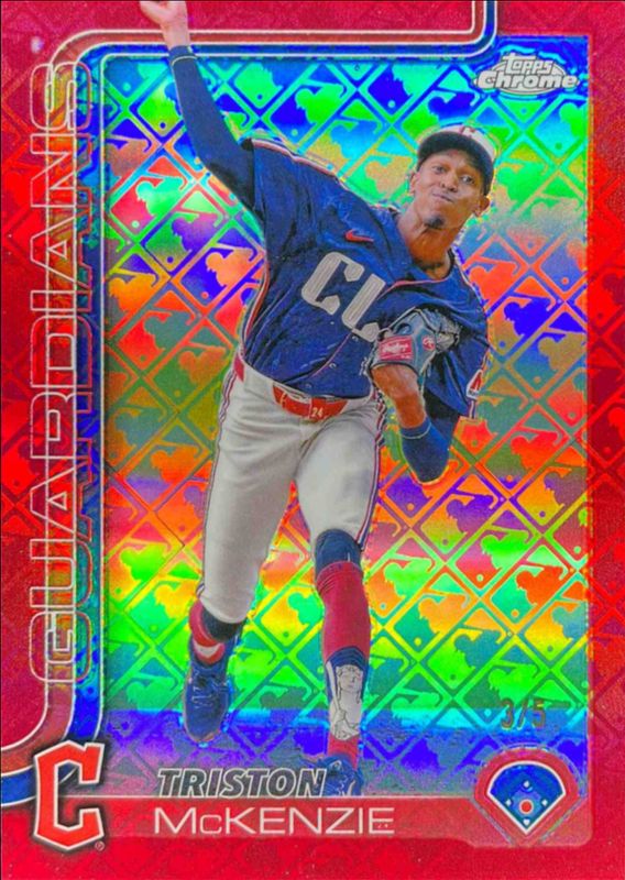 Triston McKenzie 2025 Topps Chrome Logofractor Edition #21 Red Refractor /5 RAW