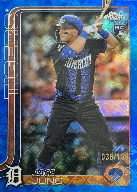 Jace Jung 2025 Topps Chrome Logofractor Edition #225 Blue Refractor /150 Rookie RAW