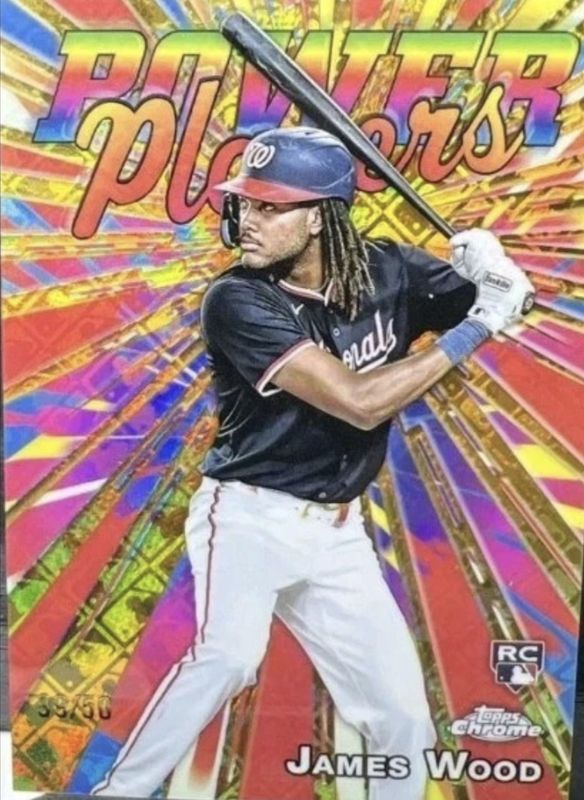James Wood 2025 Topps Chrome Logofractor Edition #PP-19 Power Players - Gold Refractor /50 Rookie RAW