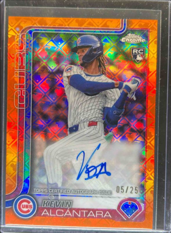 Kevin Alcantara 2025 Topps Chrome Logofractor Edition #RA-KA Rookie Autographs - Orange Refractor /25 RAW