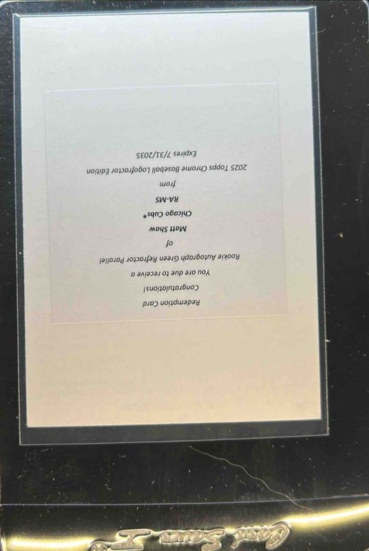 Matt Shaw 2025 Topps Chrome Logofractor Edition #RA-MS Rookie Autographs - Green Refractor /99 RAW