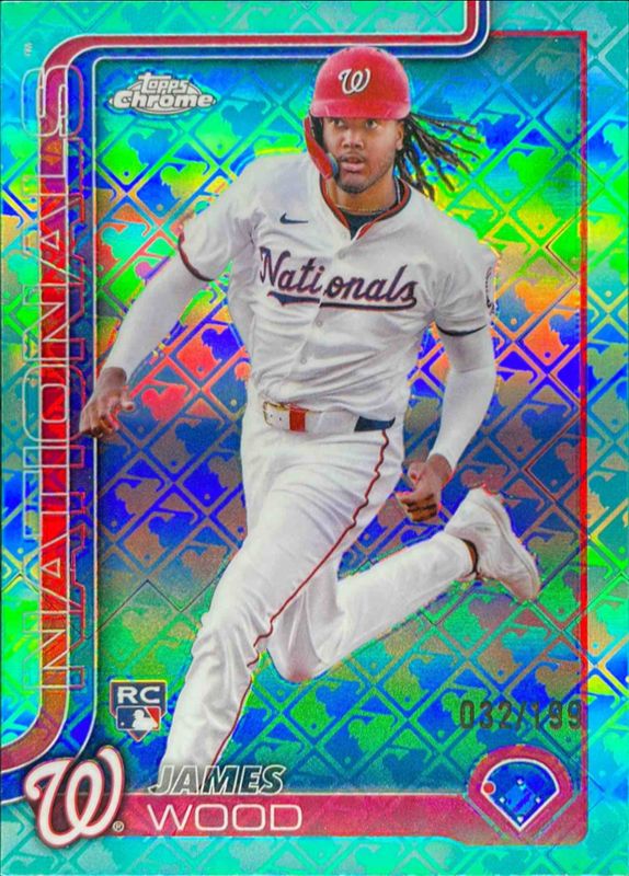 James Wood 2025 Topps Chrome Logofractor Edition #132 Aqua Refractor /199 Rookie RAW