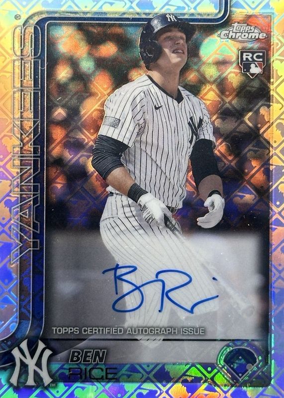 Ben Rice 2025 Topps Chrome Logofractor Edition #RA-BR Rookie Autographs RAW