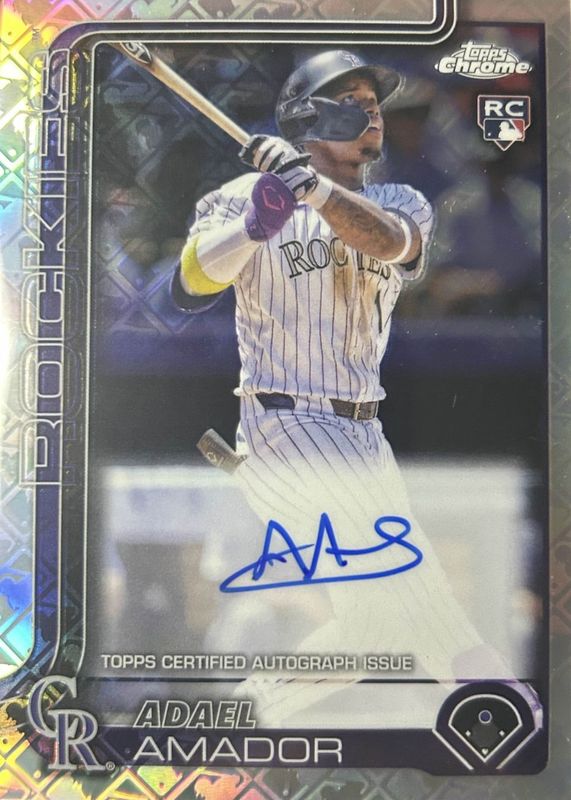Adael Amador 2025 Topps Chrome Logofractor Edition #RA-AA Rookie Autographs PSA 10