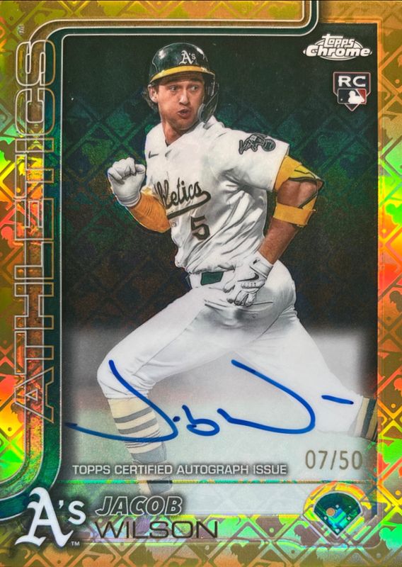 Jacob Wilson 2025 Topps Chrome Logofractor Edition #RA-JWI Rookie Autographs - Gold Refractor /50 RAW