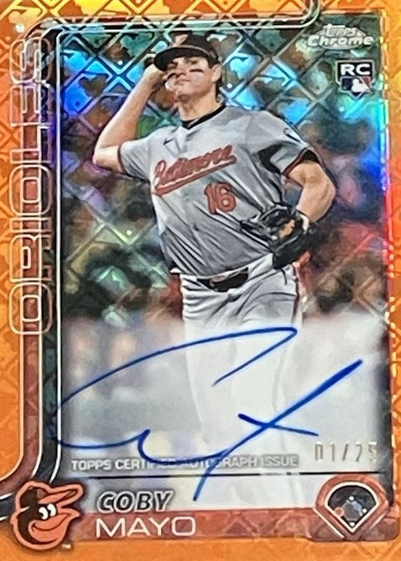 Coby Mayo 2025 Topps Chrome Logofractor Edition #RA-CMA Rookie Autographs - Orange Refractor /25 RAW