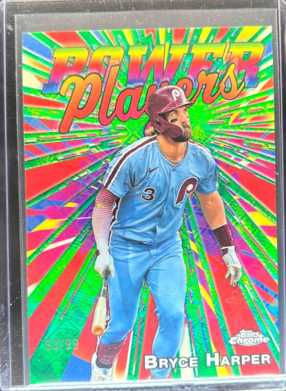 Bryce Harper 2025 Topps Chrome Logofractor Edition #PP-6 Power Players - Green Refractor /99 RAW