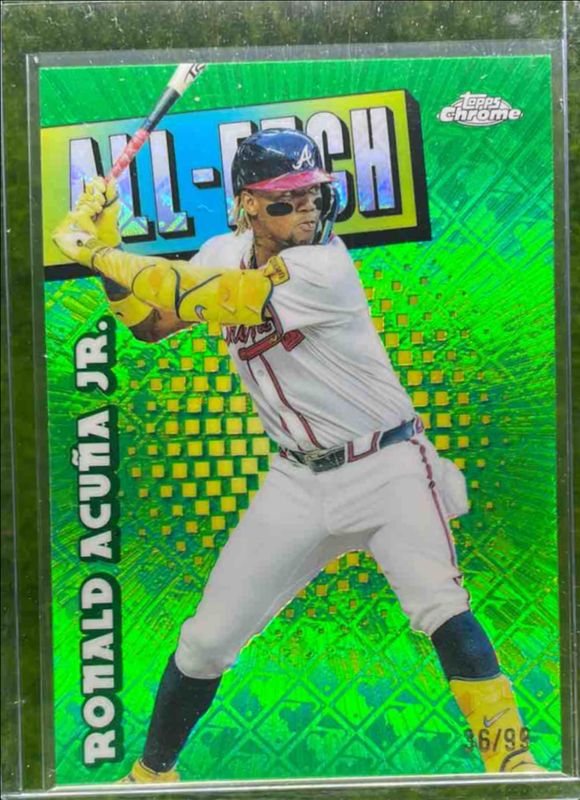 Ronald Acuna Jr. 2025 Topps Chrome Logofractor Edition #CAE-8 Chrome All-Etch - Green Refractor /99 RAW