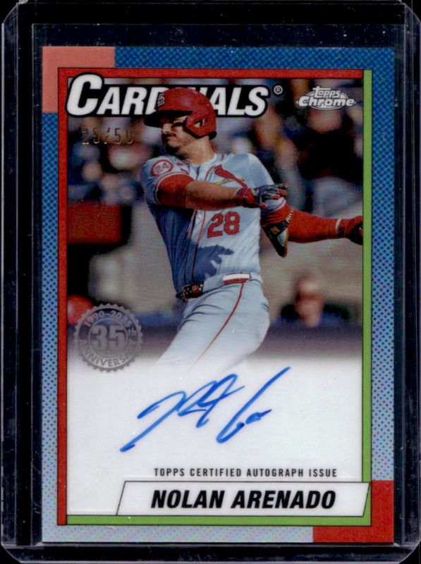 Nolan Arenado 2025 Topps Chrome #C90A-NA 1990 Autographs /50 RAW