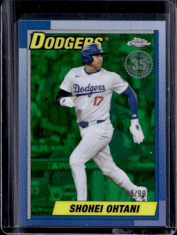 Shohei Ohtani 2025 Topps Chrome #90CB-7 1990 Baseball - Green Refractor /99 RAW