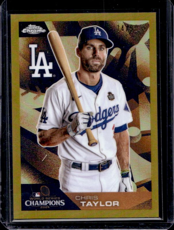 Chris Taylor 2025 Topps Chrome #CHAMP-10 2024 World Series Champions - Gold Refractor /50 RAW