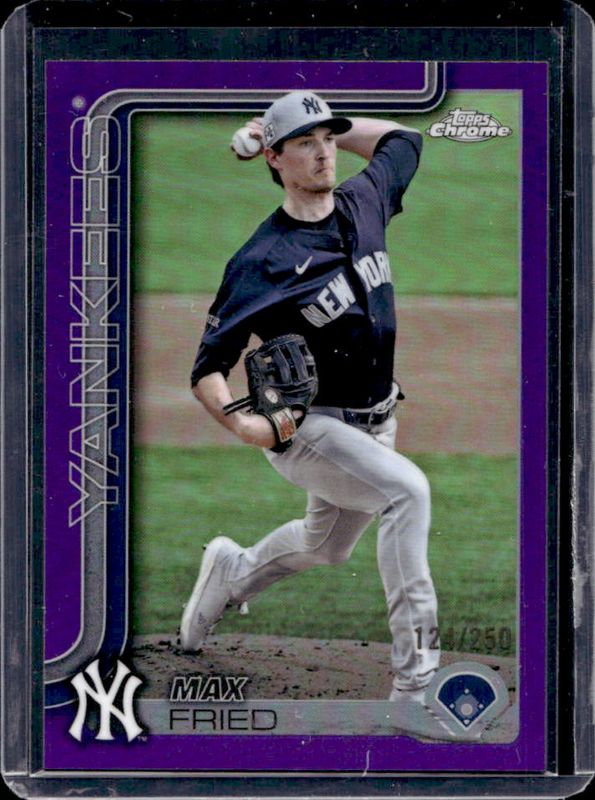 Max Fried 2025 Topps Chrome #39 Purple Refractor /250 RAW