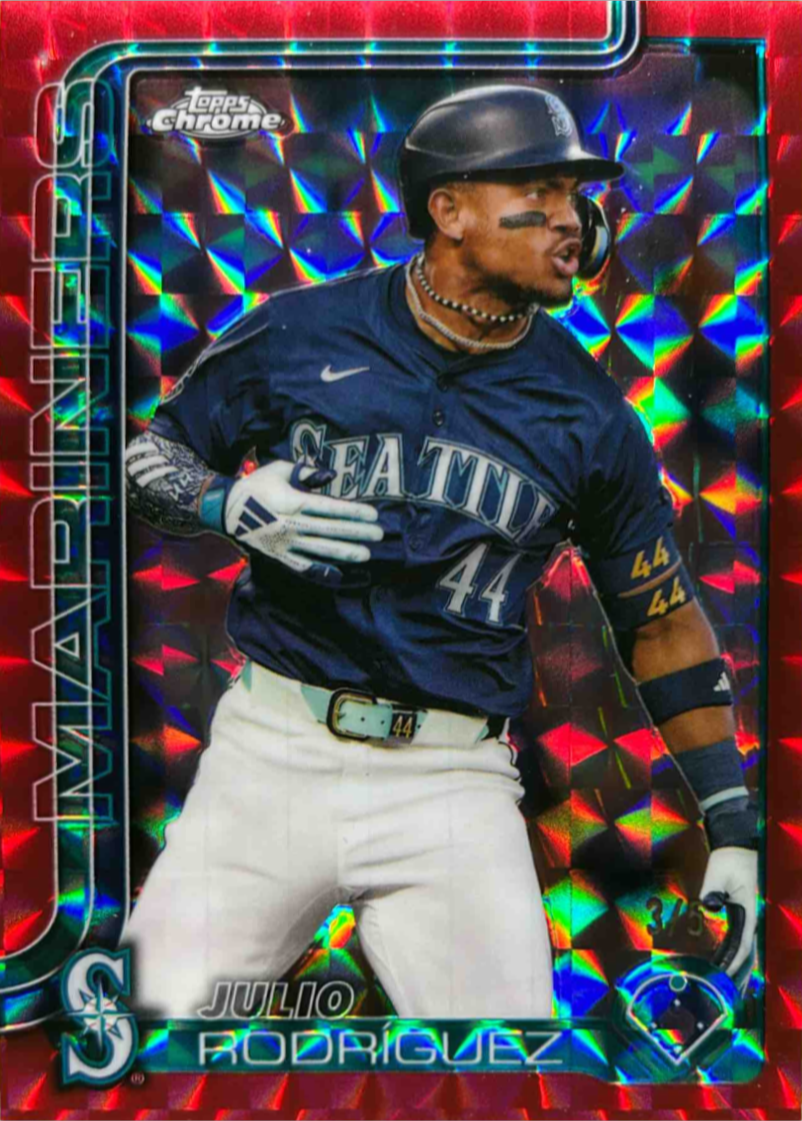 Julio Rodriguez 2025 Topps Chrome #261 Red Geometric Refractor /5