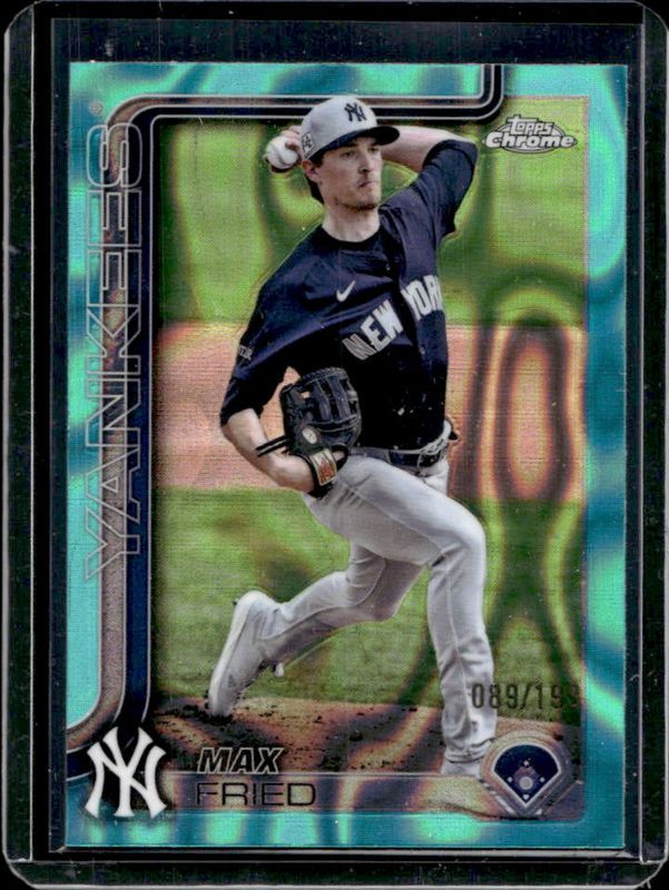 Max Fried 2025 Topps Chrome #39 Aqua Lava Refractor /199 RAW