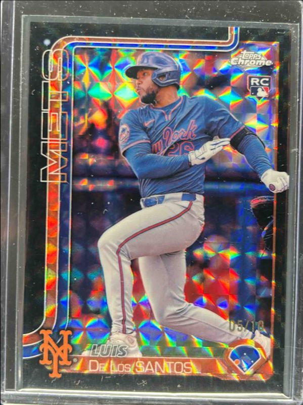 Luis De Los Santos 2025 Topps Chrome #74 Black Geometric Refractor /10 Rookie RAW