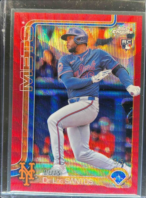 Luis De Los Santos 2025 Topps Chrome #74 Red Wave Refractor /5 Rookie RAW