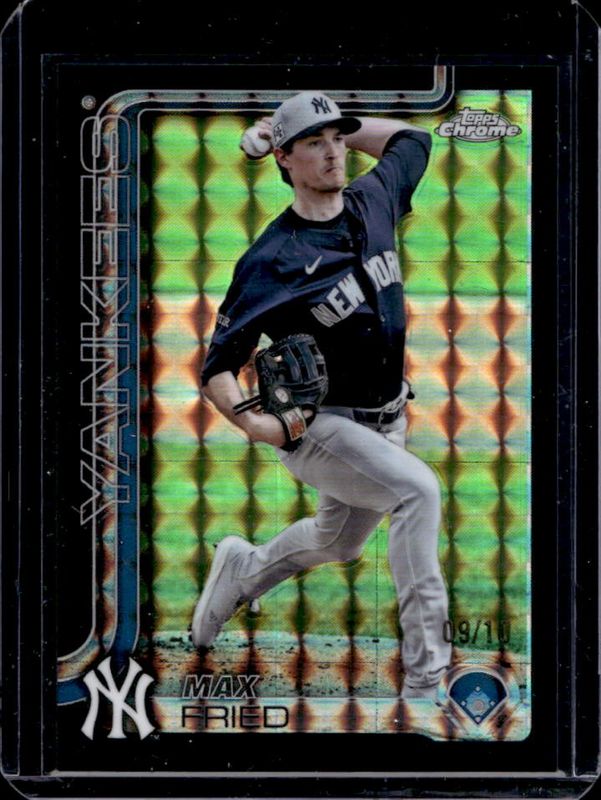 Max Fried 2025 Topps Chrome #39 Black Geometric Refractor /10 RAW