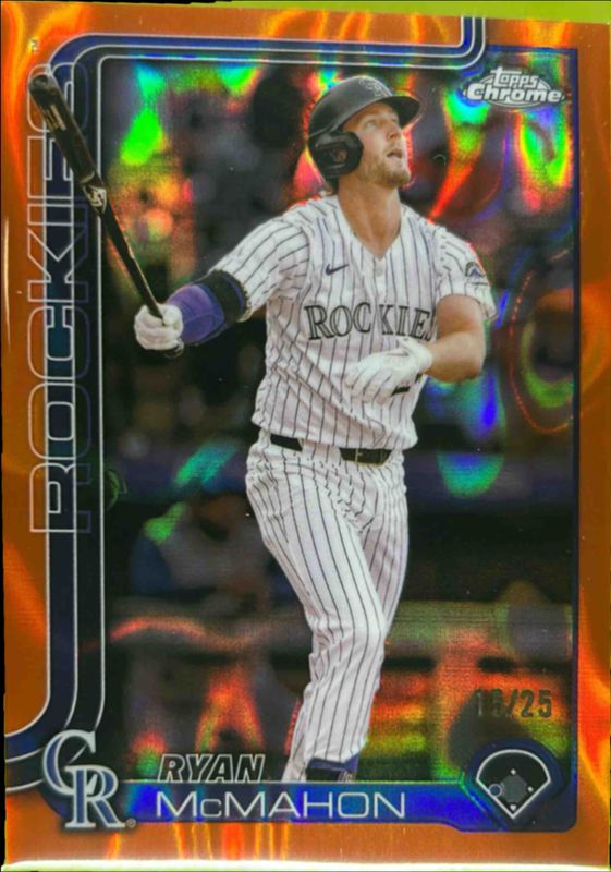 Ryan McMahon 2025 Topps Chrome #66 Orange Wave Refractor /25 RAW