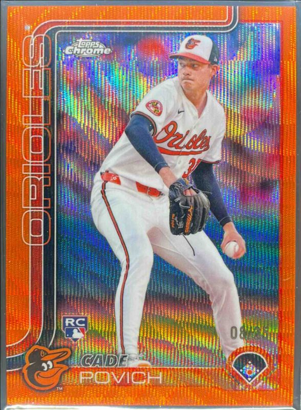 Cade Povich 2025 Topps Chrome #140 Orange Wave Refractor /25 Rookie RAW