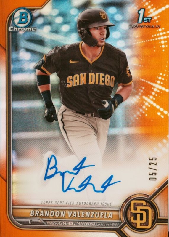 2022 Bowman #CPA-BV Chrome Prospect Auto - Orange Refractor /25 (1st)