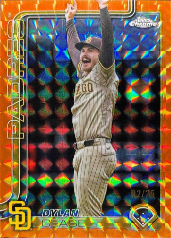 Dylan Cease 2025 Topps Chrome #212 Orange Geometric Refractor /25 RAW