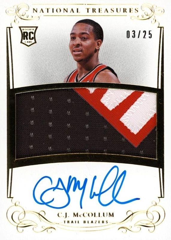 CJ McCollum 2013 National Treasures #108 Rookie Patch Auto - Gold /25 RAW