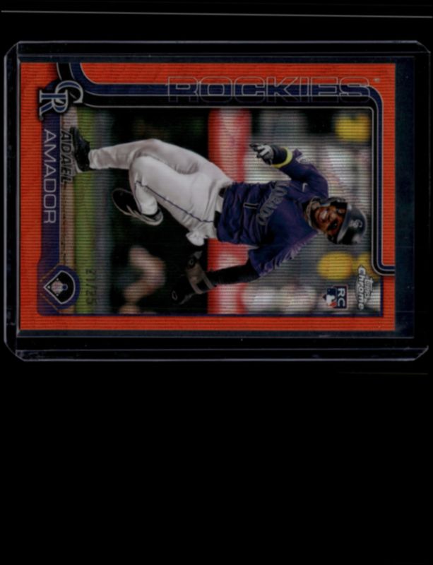 Adael Amador 2025 Topps Chrome #255 Orange Wave Refractor /25 Rookie RAW