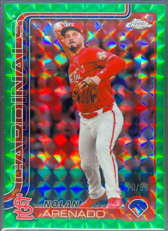 Nolan Arenado 2025 Topps Chrome #14 Green Geometric Refractor /99 RAW