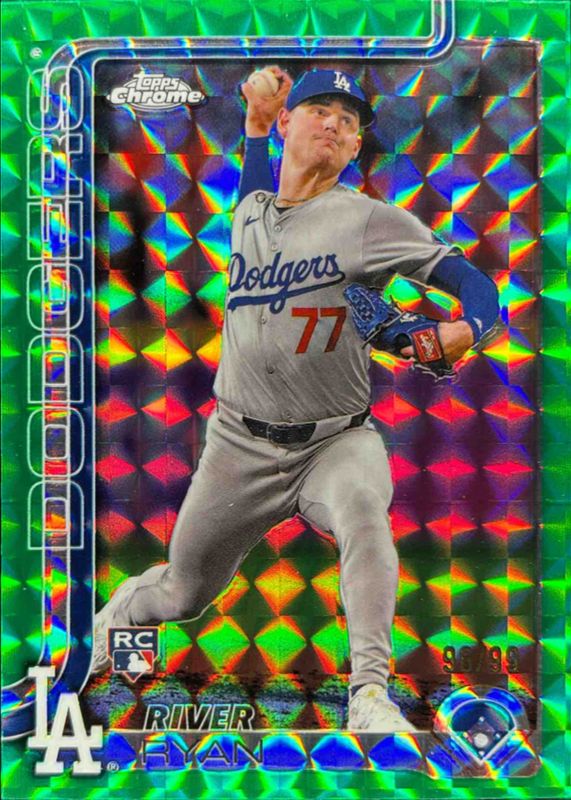 River Ryan 2025 Topps Chrome #18 Green Geometric Refractor /99 Rookie RAW