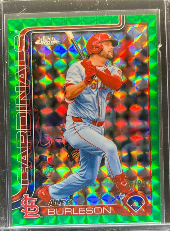 Alec Burleson 2025 Topps Chrome #281 Green Geometric Refractor /99 RAW