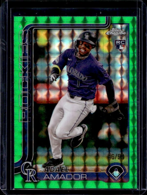 Adael Amador 2025 Topps Chrome #255 Green Geometric Refractor /99 Rookie RAW