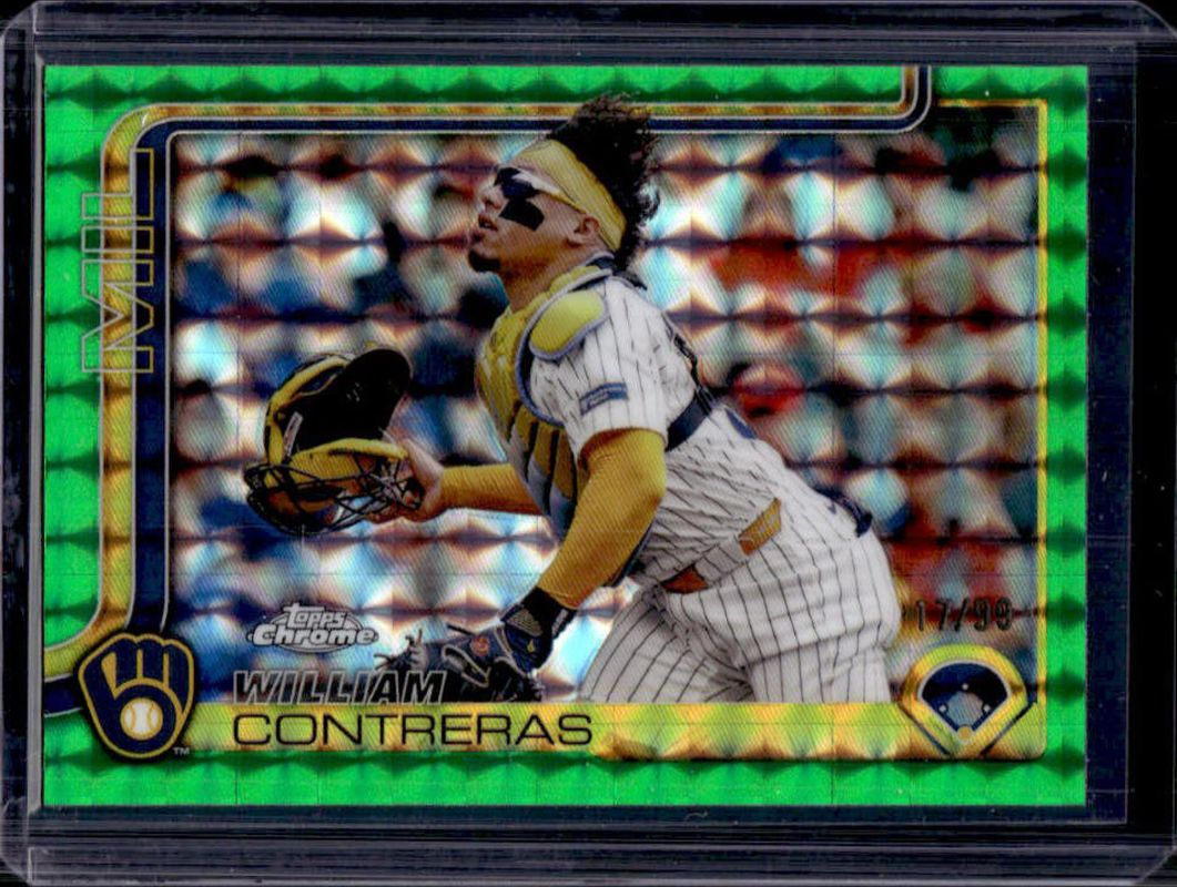 William Contreras 2025 Topps Chrome #25 Green Geometric Refractor /99 RAW