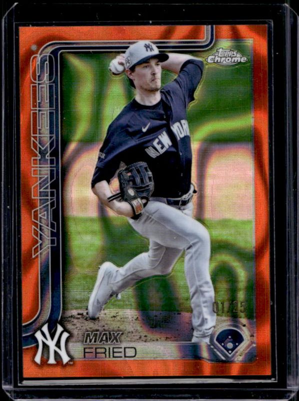 Max Fried 2025 Topps Chrome #39 Orange Lava Refractor /25 RAW