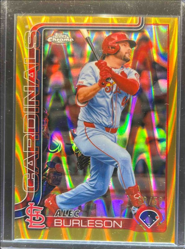 Alec Burleson 2025 Topps Chrome #281 Gold RayWave Refractor /50 RAW
