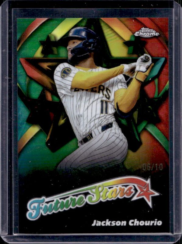 Jackson Chourio 2025 Topps Chrome #FS-4 Future Stars - Black Refractor /10 RAW