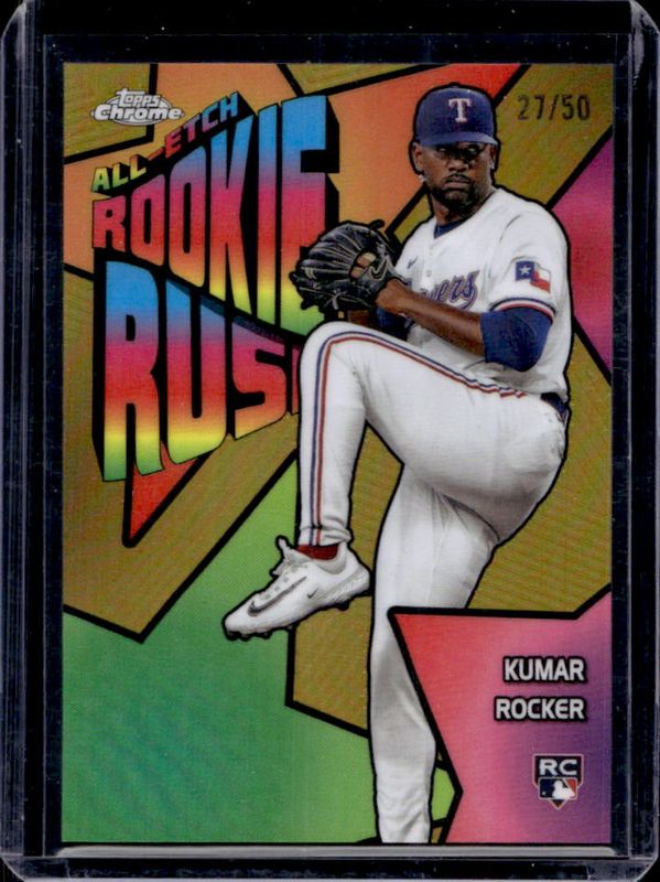 Kumar Rocker 2025 Topps Chrome #CERR-13 Chrome All-Etch Rookie Rush - Gold Refractor /50 RAW