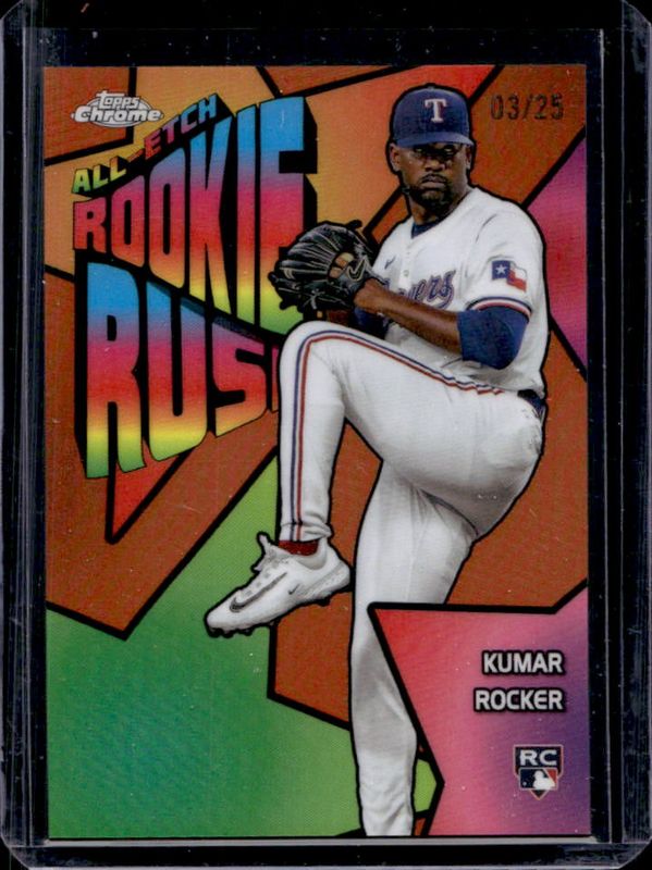 Kumar Rocker 2025 Topps Chrome #CERR-13 Chrome All-Etch Rookie Rush - Orange Refractor /25 RAW