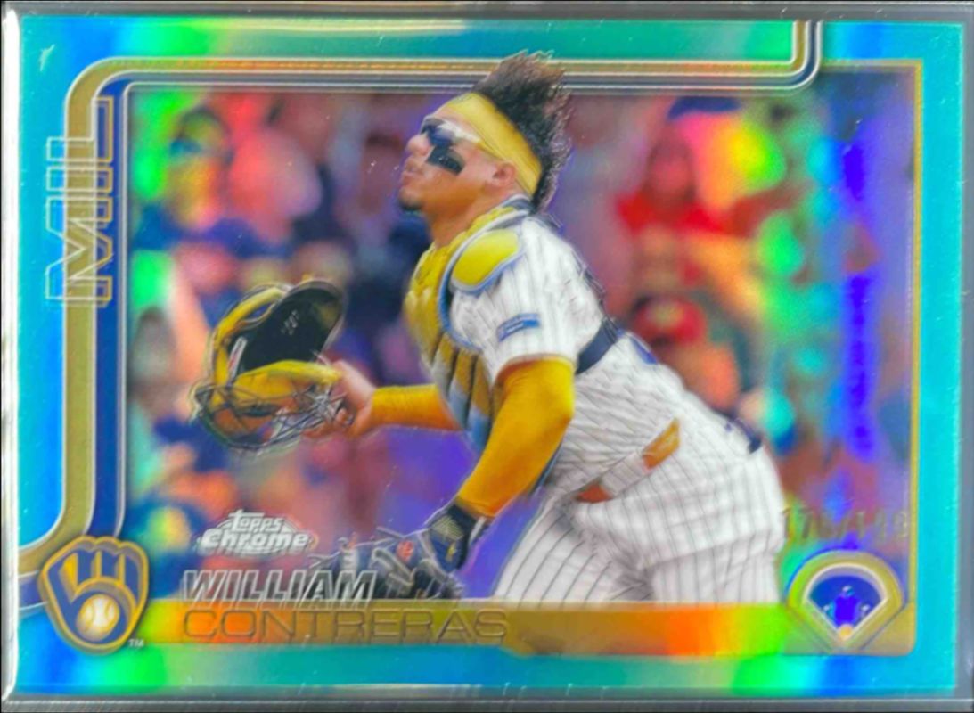 William Contreras 2025 Topps Chrome #25 Aqua Refractor /199 RAW