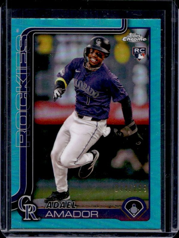 Adael Amador 2025 Topps Chrome #255 Aqua Refractor /199 Rookie RAW