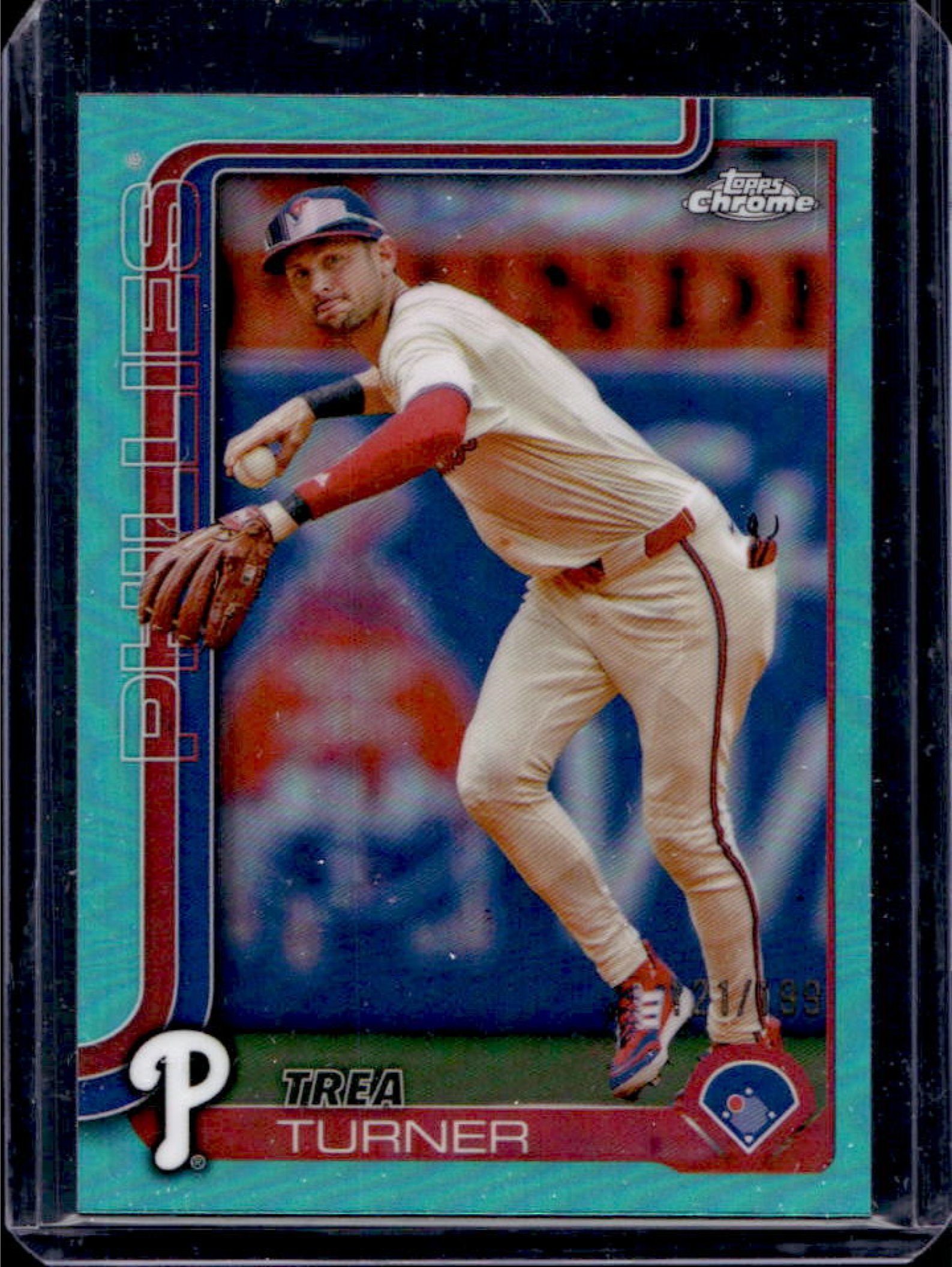 Trea Turner 2025 Topps Chrome #208 Aqua Refractor /199 Price Guide 