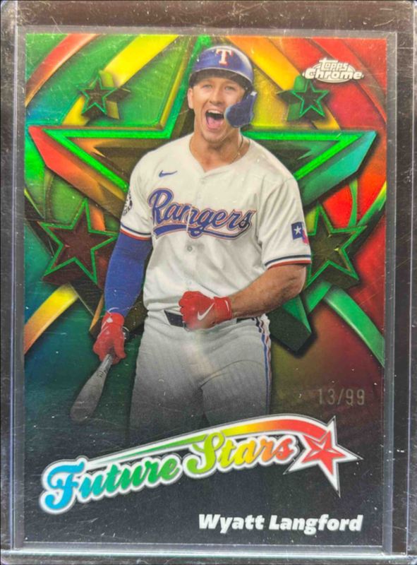 Wyatt Langford 2025 Topps Chrome #FS-13 Future Stars - Green Refractor /99 RAW